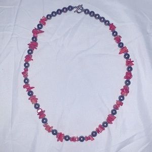 Coral and chocolate pearls necklace 18 inches